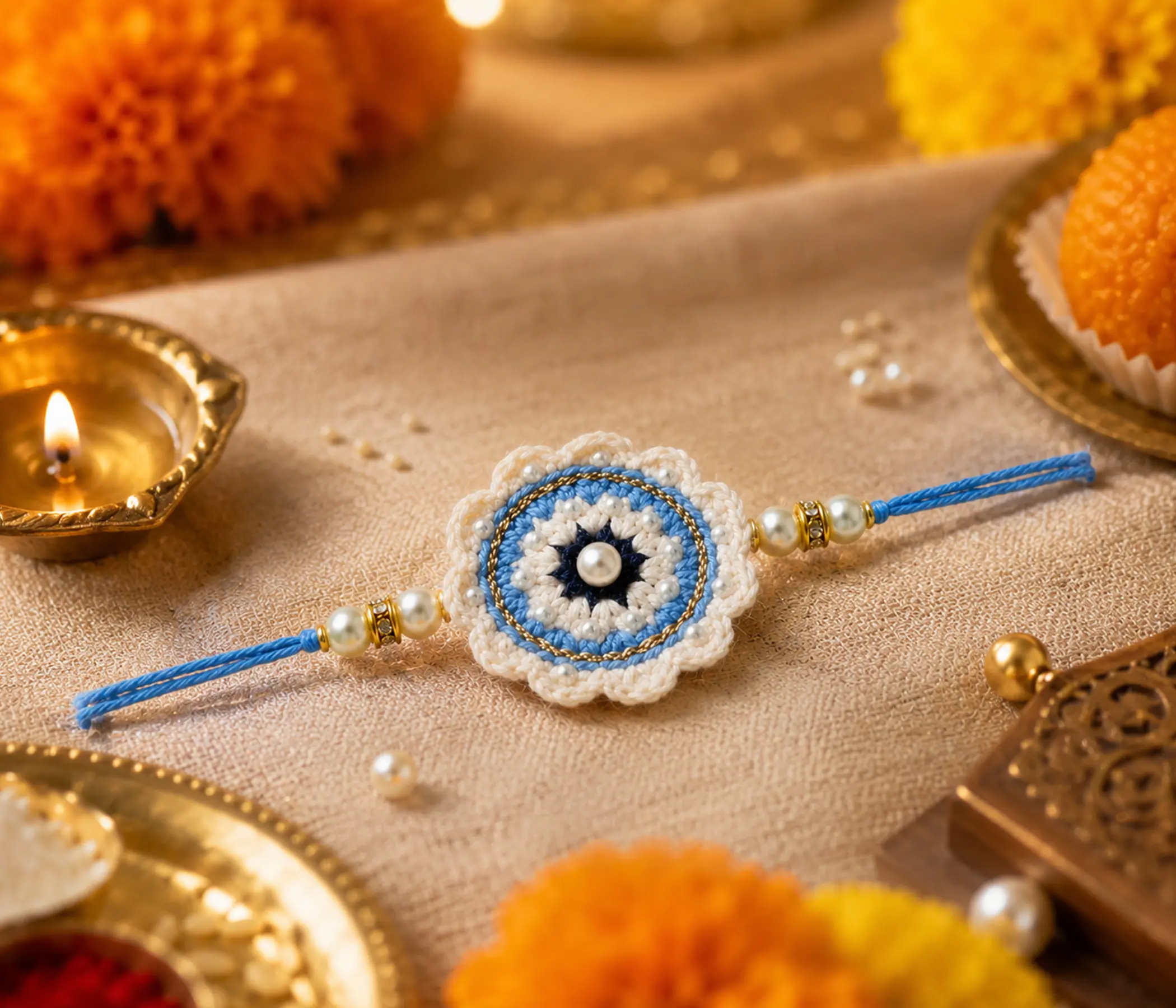 Luxury Homemade Evil eye Rakhdi for Raksha Bandhan
